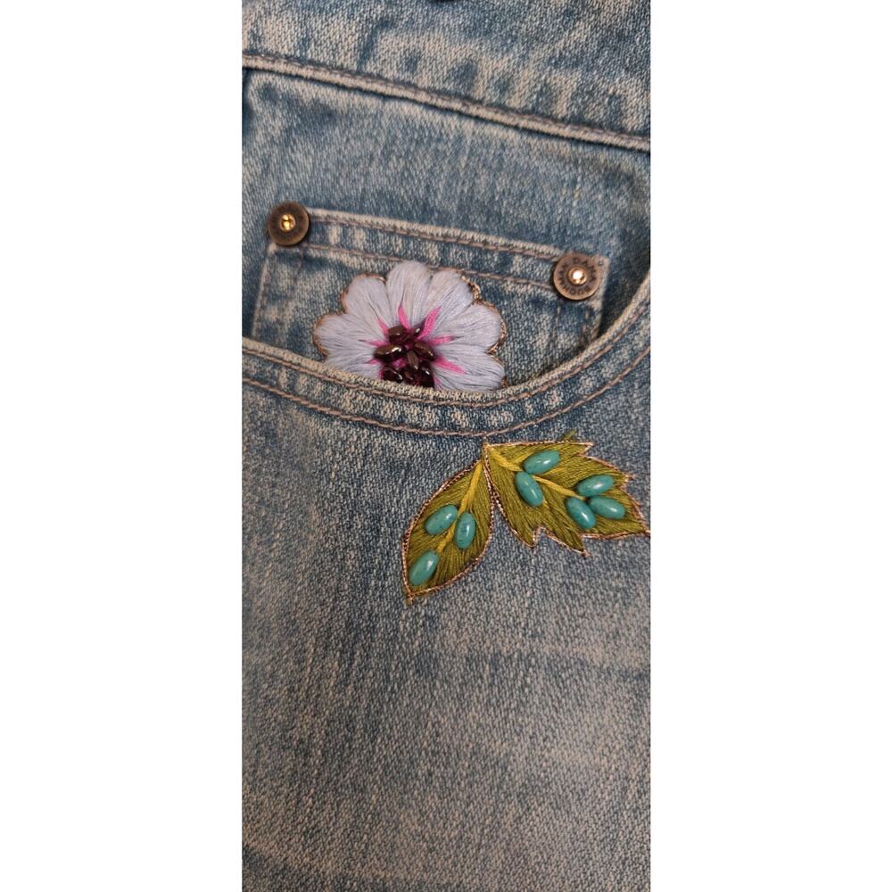 Vintage Y2K Embroidered Denim Jeans Sz 6 Dana Buchman Ileana Boho Boot Cut - Picture 8 of 16